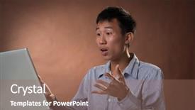  Presentation with usa china business - Audience pleasing presentation consisting of computer disaster - surprised chinese business man sitting backdrop and a coral colored foreground