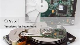  Presentation with reflection - Presentation enhanced with computer disaster recovery - disk drives with reflection background and a light gray colored foreground