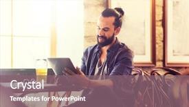  Presentation with iot agriculture technology concept man - PPT theme enhanced with computer drinking beer at bar background and a violet colored foreground