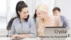  Presentation with technology education - Audience pleasing PPT theme consisting of computer e learning - education technology and internet concept backdrop and a  colored foreground