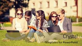  Presentation with files - Slide set having computer e learning - summer internet education campus background and a yellow colored foreground