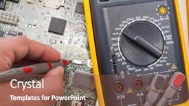  Presentation with electric circuit board - Amazing PPT layouts having computer engineer examining motherboard circuit backdrop and a tawny brown colored foreground