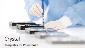  Presentation with computer repair - Audience pleasing PPT theme consisting of computer engineer repair hard disc backdrop and a white colored foreground