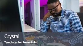  Presentation with computer motherboard - Slide set enhanced with computer engineer repairing motherboard background and a dark gray colored foreground