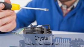  Presentation with cpu - Slides consisting of computer engineer working on cpu background and a seafoam green colored foreground