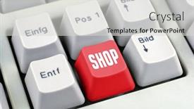  Presentation with online shopping - Cool new presentation design with computer-enter-key-symbol backdrop and a light gray colored foreground