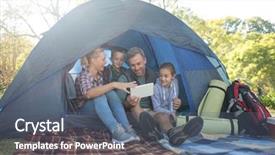  Presentation with digital - Slide set consisting of computer environment - smiling family looking background and a gray colored foreground