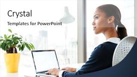  Presentation with afro - Theme having career success african american women - afro business woman in dress background and a white colored foreground