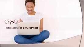  Presentation with reading festival - Slide deck featuring house computer - beautiful young african woman reading background and a  colored foreground