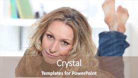  Presentation with laptop - PPT layouts consisting of computer everyday life - blond woman on laptop background and a coral colored foreground