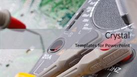  Presentation with digital electronics - PPT theme enhanced with computer exam - close-up of digital multimeter background and a light gray colored foreground