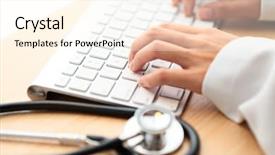  Presentation with keyboard - Theme with computer exam - doctor type keyboard with stethoscope background and a cream colored foreground