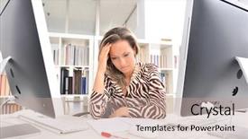  Presentation with office - Colorful theme enhanced with computer eye - beautiful young woman backdrop and a  colored foreground