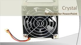  Presentation with computer - PPT theme with computer-fan-isolated-on-white background and a soft green colored foreground