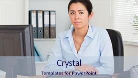  Presentation with good neighbor - Colorful PPT layouts enhanced with computer files - good looking woman posing while backdrop and a  colored foreground