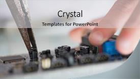  Presentation with extreme - Audience pleasing presentation design consisting of extreme close up of pliers repairing hardware held by hand in bright office backdrop and a light gray colored foreground