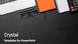  Presentation with goals - Slide set having computer flat lay top background and a dark gray colored foreground