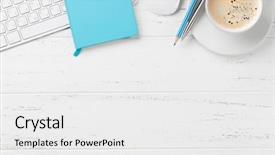  Presentation with goals - Presentation theme with computer flat lay top background and a white colored foreground