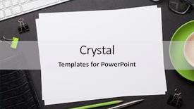  Presentation with goals - PPT theme having computer flat lay top background and a white colored foreground