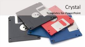  Presentation with computer security shield antivirus - Theme featuring computer floppy disk closeup background and a lemonade colored foreground