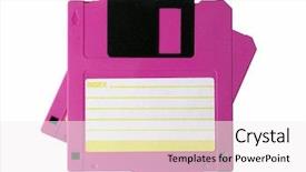  Presentation with computer - Audience pleasing PPT theme consisting of computer floppy disk isolated backdrop and a white colored foreground