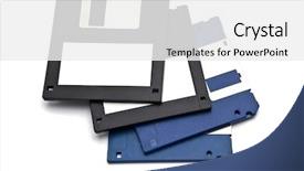  Presentation with computer - Cool new slide set with computer floppy disk on white backdrop and a white colored foreground