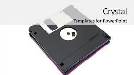  Presentation with editable of computer memory - Presentation enhanced with computer floppy disks on white background and a  colored foreground