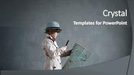  Presentation with forensic computer - Cool new theme with computer forensic - little detective with a map backdrop and a dark gray colored foreground