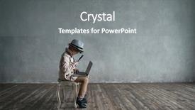  Presentation with forensic computer - Presentation theme featuring computer forensic - little detective with laptop background and a gray colored foreground