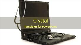  Presentation with forensic computer - Beautiful presentation featuring computer forensic - stethoscope on a laptop isolated backdrop and a tawny brown colored foreground