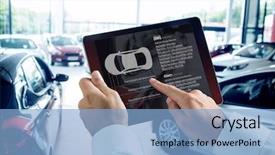  Presentation with digital car - Cool new slide deck with view of row new car backdrop and a light blue colored foreground