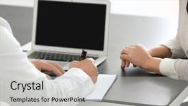  Presentation with consulting - Slide deck featuring application form while consulting patient background and a light gray colored foreground