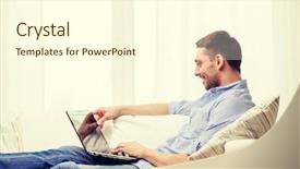  Presentation with lifestyle - Cool new PPT theme with computer free - technology home and lifestyle concept backdrop and a cream colored foreground