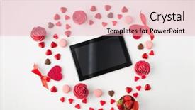  Presentation with valentines day - Slides enhanced with computer frosted cupcakes red heart background and a  colored foreground