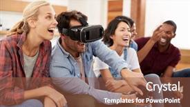  Presentation with virtual memory in cloud computing - Cool new presentation with computer game with virtual reality backdrop and a  colored foreground