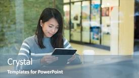  Presentation with coffee shop - Audience pleasing PPT theme consisting of computer gaming internet cafe - woman use of digital tablet backdrop and a seafoam green colored foreground