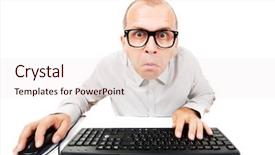  Presentation with geek - Colorful presentation design enhanced with computer geek with keyboard backdrop and a sky blue colored foreground