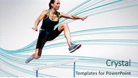  Presentation with athletic shoe - Amazing slides having computer generated - athletic woman doing show jumping backdrop and a sky blue colored foreground