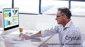  Presentation with business profile - PPT layouts with computer graphic image of business background and a light blue colored foreground