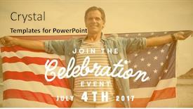  Presentation with independence - Amazing slides having computer graphic image of independence day message against man holding american flag at beach backdrop and a yellow colored foreground