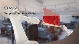  Presentation with robotic - Beautiful slide deck featuring computer graphic image of robotic backdrop and a  colored foreground