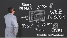  Presentation with computer vision abstract digital eye - Slides with computer graphics amidst various icon background and a  colored foreground