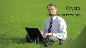  Presentation with working togheter kids - PPT layouts with computer greem - businessman is working outdoors background and a tawny brown colored foreground