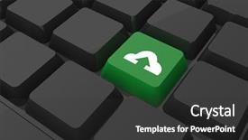  Presentation with cloud computing - Audience pleasing PPT theme consisting of computer greem - cloud computing against black keyboard backdrop and a dark gray colored foreground