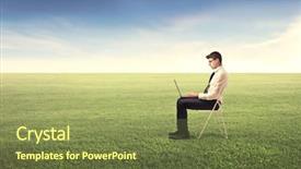  Presentation with young grey maine coon cat - Beautiful slide deck featuring computer greem - young businessman sitting backdrop and a tawny brown colored foreground