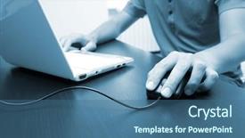  Presentation with blur office of - Presentation theme consisting of computer hacker - blue toned image background and a ocean colored foreground