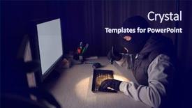  Presentation with computer hacker - Slides consisting of computer hacker in a balaclava background and a navy blue colored foreground