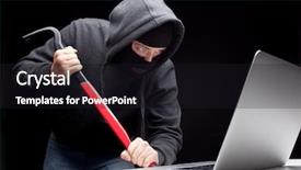  Presentation with computer hacker - Presentation design featuring young woman playing with thai background and a yellow colored foreground