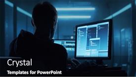  Presentation with dark web - Slide set consisting of computer-hacker-in-hoodie-obscured background and a black colored foreground