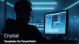  Presentation with dark web - Presentation theme having computer-hacker-in-hoodie-obscured background and a black colored foreground